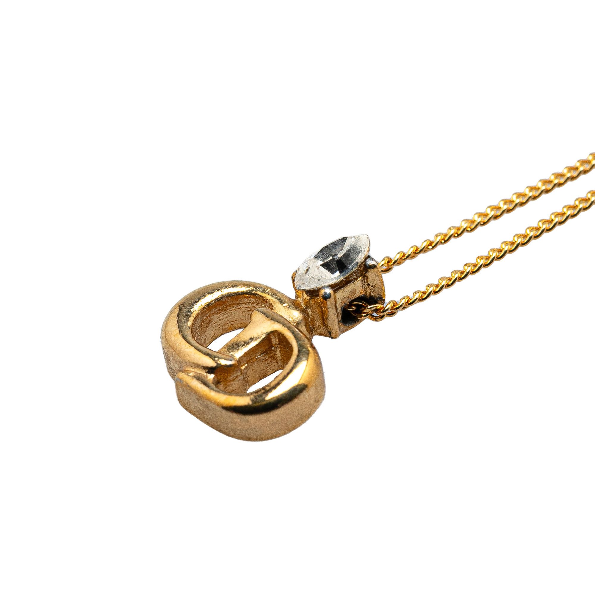 Dior Dior Gold Plated CD Logo Rhinestone Pendant Necklace Size ONE SIZE - 2 Thumbnail