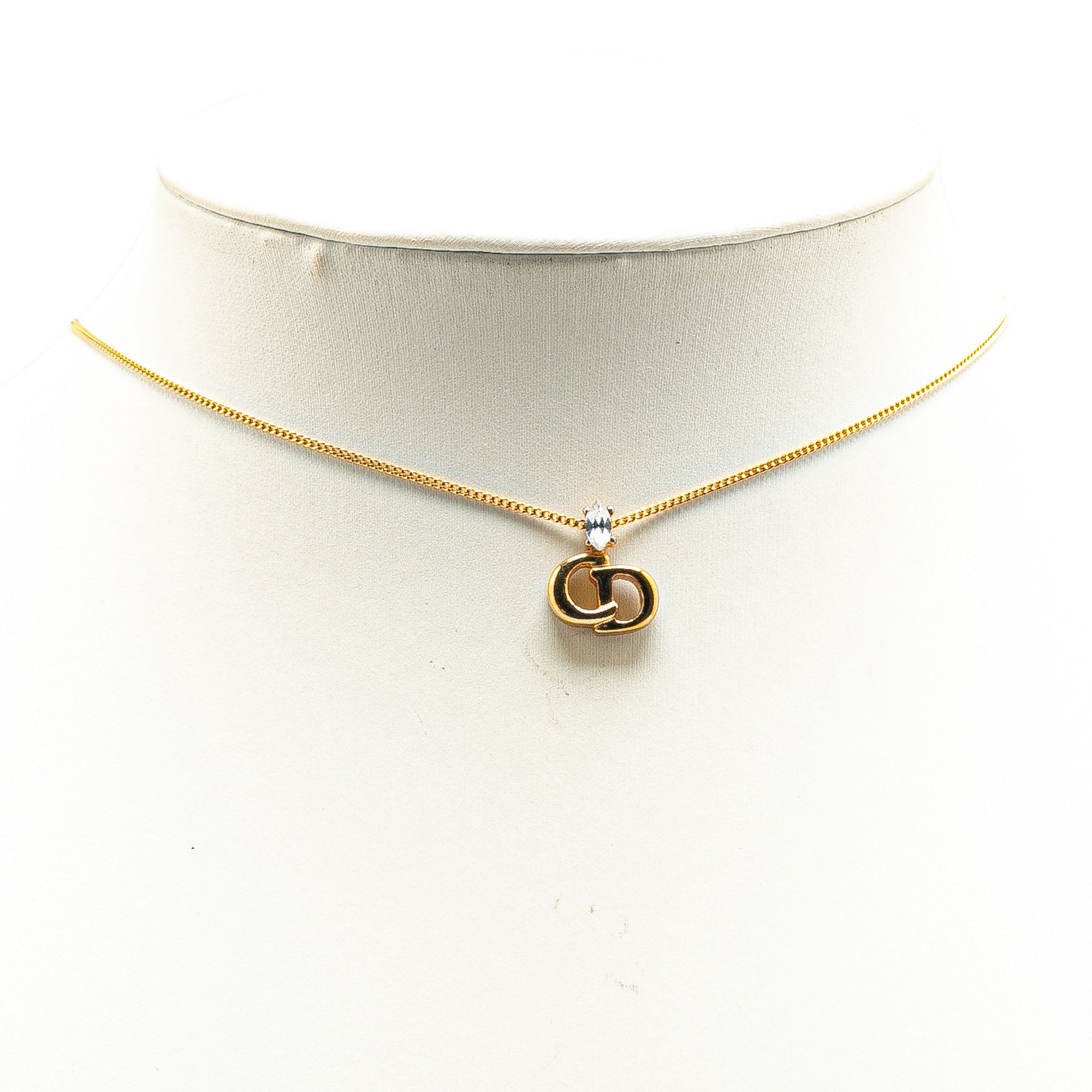Dior Dior Gold Plated CD Logo Rhinestone Pendant Necklace Size ONE SIZE - 6 Thumbnail