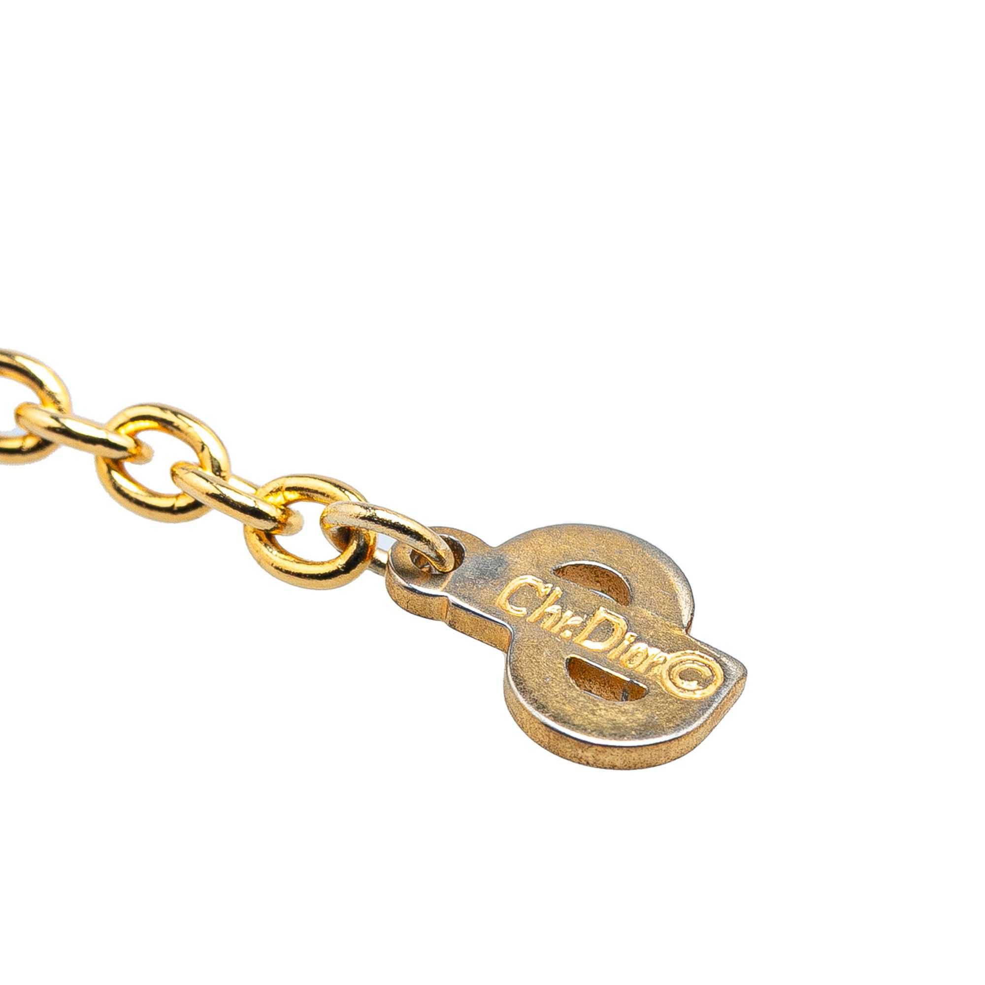 Dior Dior Gold Plated CD Logo Rhinestone Pendant Necklace Size ONE SIZE - 5 Thumbnail