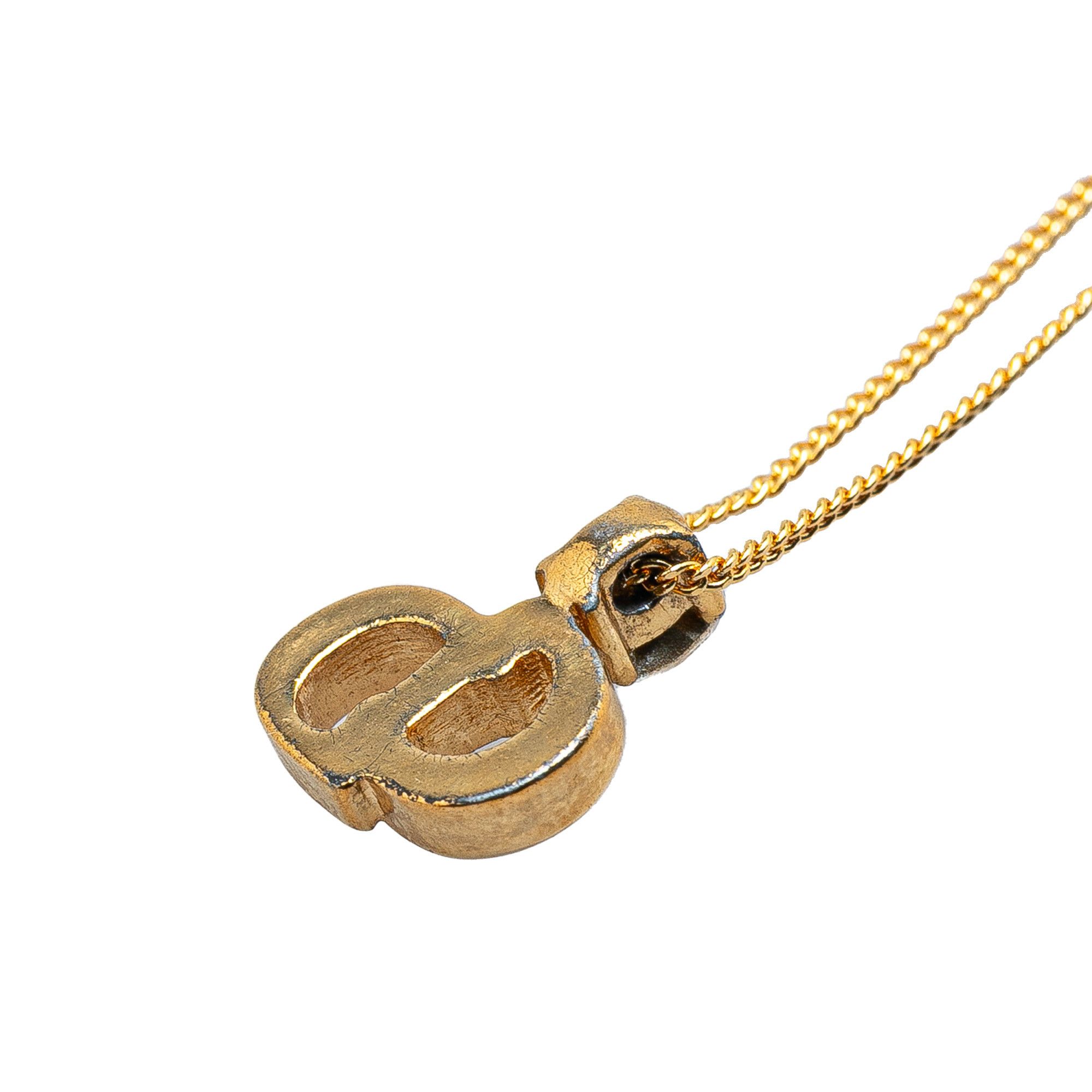 Dior Dior Gold Plated CD Logo Rhinestone Pendant Necklace Size ONE SIZE - 3 Thumbnail
