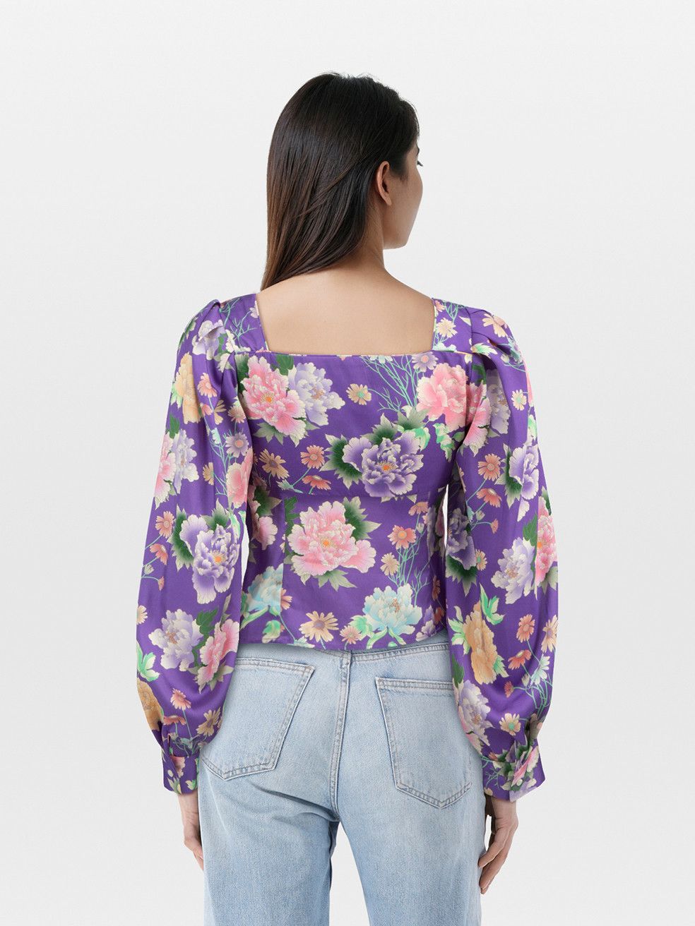Sandro Purple Floral Print Top Size XS / US 0-2 / IT 36-38 - 2 Thumbnail