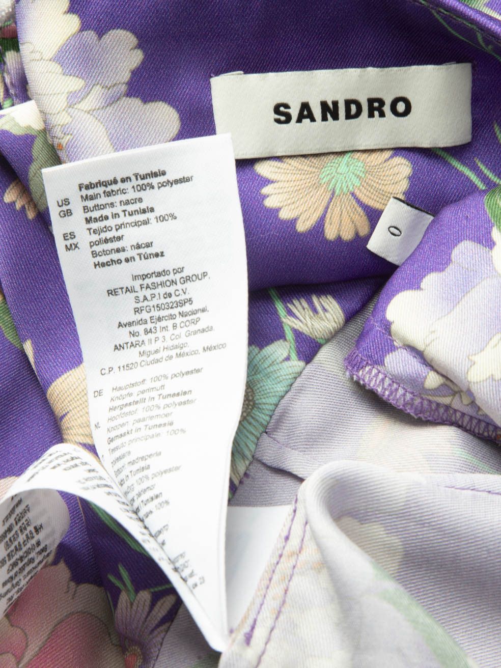 Sandro Purple Floral Print Top Size XS / US 0-2 / IT 36-38 - 8 Thumbnail