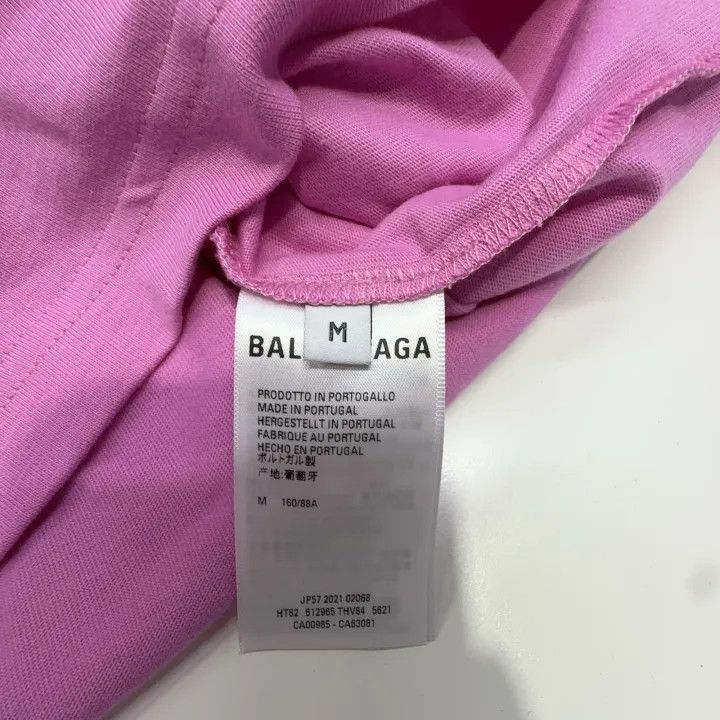 Balenciaga Balenciaga Pink Logo Print Short Sleeve T-shirt 0079 Size M / US 6-8 / IT 42-44 - 3 Thumbnail