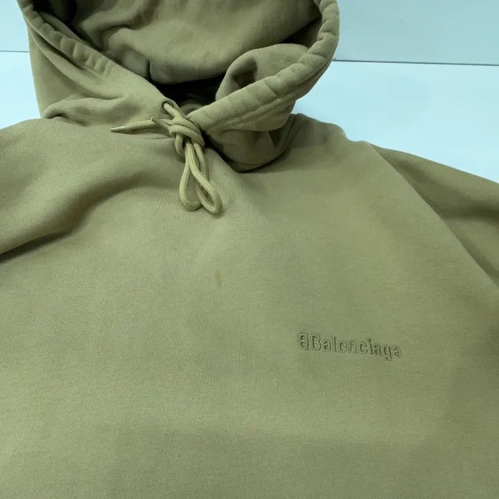 Balenciaga Balenciaga Khaki Cotton Logo Hoodie for Women 0079 Size XS / US 0-2 / IT 36-38 - 6 Thumbnail