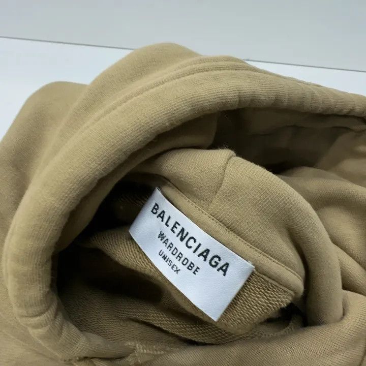 Balenciaga Balenciaga Khaki Cotton Logo Hoodie for Women 0079 Size XS / US 0-2 / IT 36-38 - 4 Thumbnail