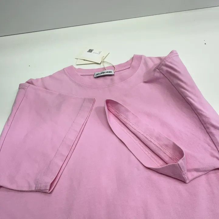 Balenciaga Balenciaga Pink Logo Print Short Sleeve T-Shirt 0079 Size L / US 10 / IT 46 - 10 Thumbnail