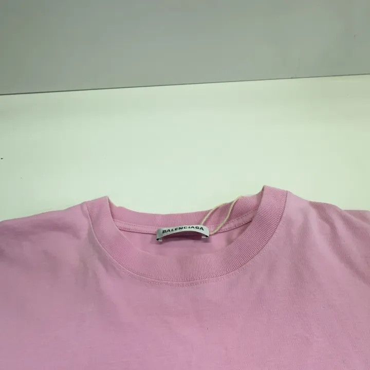Balenciaga Balenciaga Pink Logo Print Short Sleeve T-Shirt 0079 Size L / US 10 / IT 46 - 6 Thumbnail
