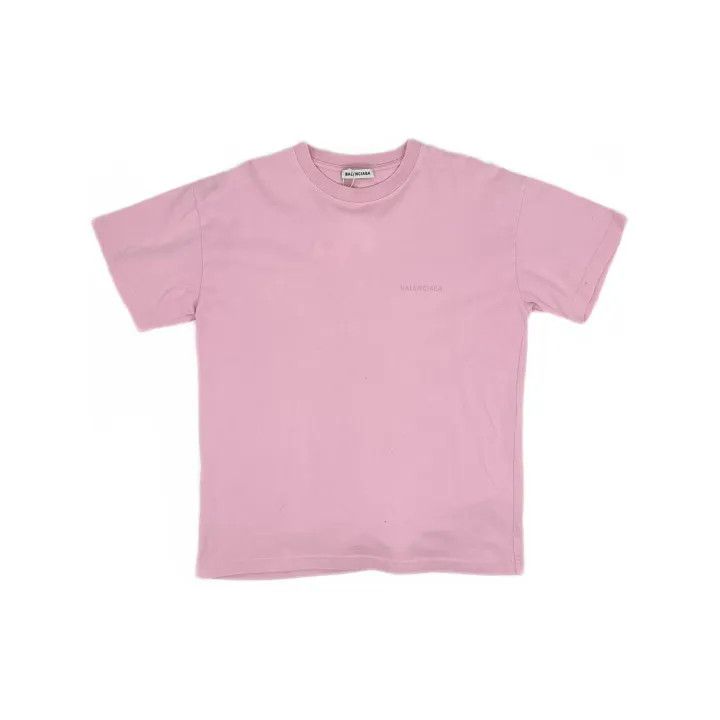 Balenciaga Balenciaga Pink Logo Print Short Sleeve T-Shirt 0079 Size L / US 10 / IT 46 - 2 Thumbnail