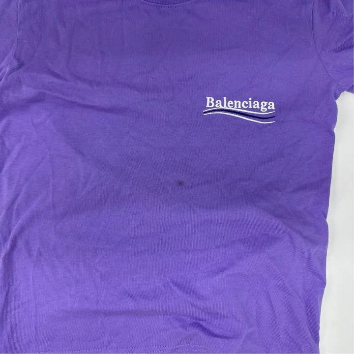 Balenciaga Balenciaga Purple Printed Short Sleeve Regular T-Shirt 0079 Size XS / US 0-2 / IT 36-38 - 7 Thumbnail