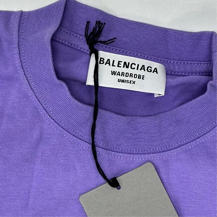 Balenciaga Balenciaga Purple Printed Short Sleeve Regular T-Shirt 0079 Size XS / US 0-2 / IT 36-38 - 4 Thumbnail