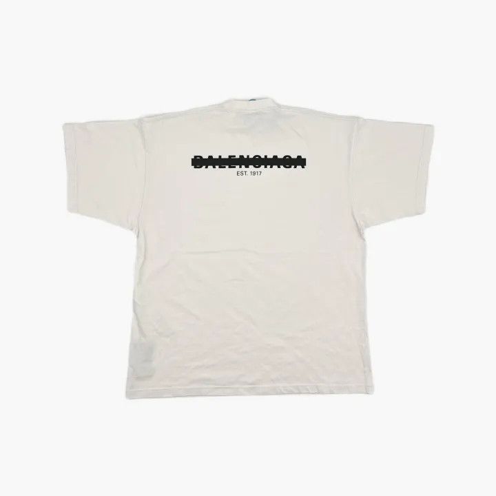 Balenciaga Balenciaga White Logo Print Short Sleeve T-shirt 0079 Size S / US 4 / IT 40 - 3 Thumbnail
