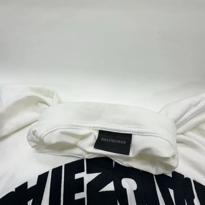 Balenciaga Balenciaga White Logo Print Short Sleeve T-Shirt 0079 Size XS / US 0-2 / IT 36-38 - 4 Thumbnail
