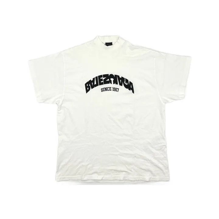 Balenciaga Balenciaga White Logo Print Short Sleeve T-Shirt 0079 Size XS / US 0-2 / IT 36-38 - 2 Thumbnail