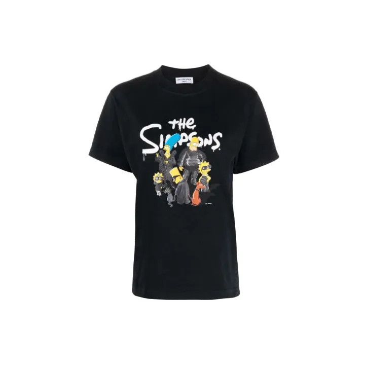 Balenciaga Balenciaga Black Graphic Print Short Sleeve T-Shirt 0079 Size M / US 6-8 / IT 42-44 - 2 Thumbnail