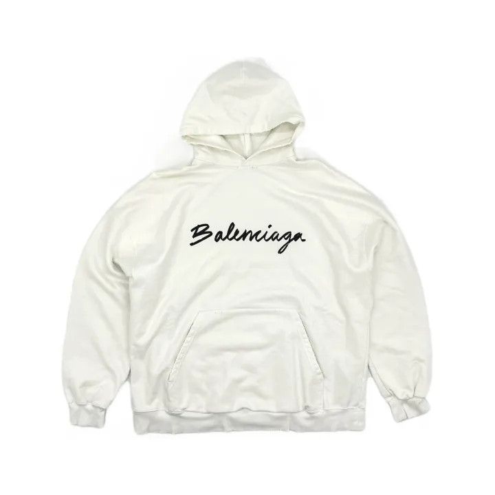 Balenciaga Balenciaga Women's FW22 Logo Hoodie in White 0079 Size L / US 10 / IT 46 - 2 Thumbnail