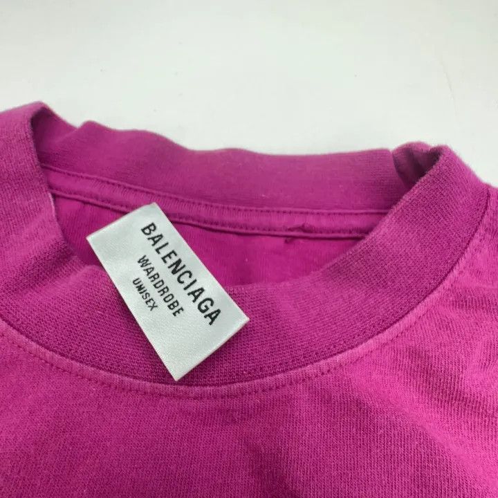 Balenciaga Balenciaga Pink Logo Print Short Sleeve T-Shirt 0079 Size S / US 4 / IT 40 - 3 Thumbnail