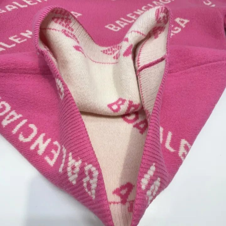 Balenciaga Balenciaga Pink Allover Logo Wool Sweater for Women 0079 Size S / US 4 / IT 40 - 8 Thumbnail