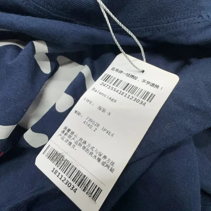 Balenciaga Balenciaga Blue Letter Print Short Sleeve T-Shirt 0079 Size S / US 4 / IT 40 - 3 Thumbnail