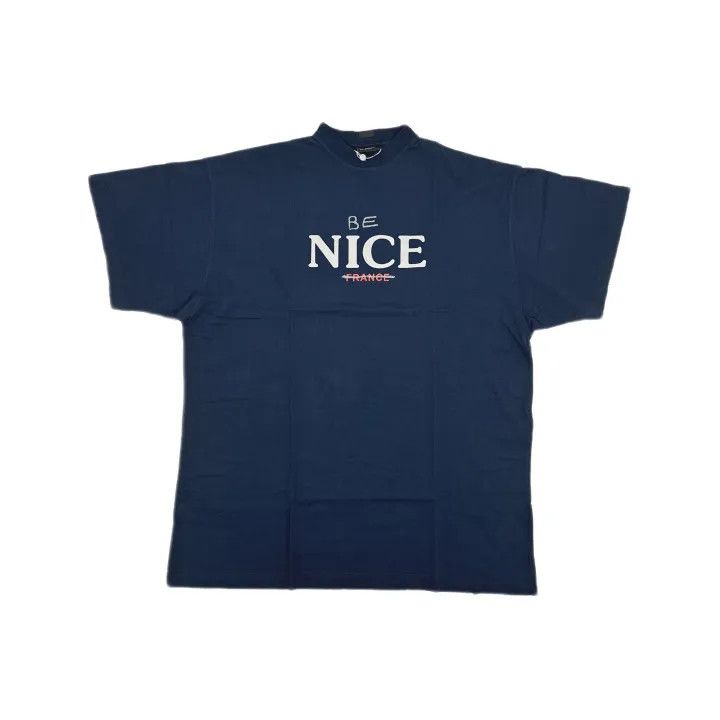 Balenciaga Balenciaga Blue Letter Print Short Sleeve T-Shirt 0079 Size S / US 4 / IT 40 - 2 Thumbnail