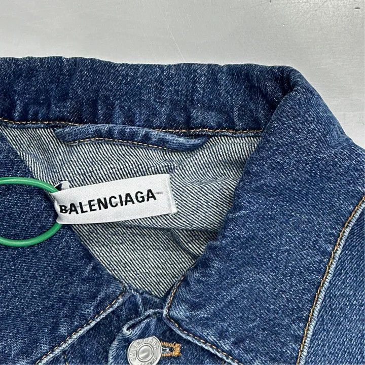 Balenciaga Balenciaga White Logo Embroidered Denim Jacket 0079 Size L / US 10 / IT 46 - 2 Thumbnail