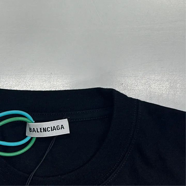 Balenciaga Balenciaga Black Logo Print Short Sleeve T-Shirt 0079 Size L / US 10 / IT 46 - 2 Thumbnail