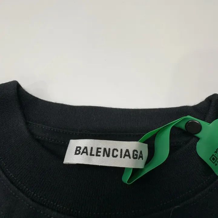 Balenciaga Balenciaga Black Logo Print Short Sleeve Tee 0079 Size S / US 4 / IT 40 - 3 Thumbnail