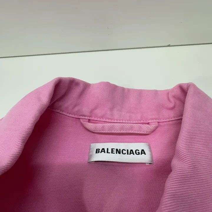 Balenciaga Balenciaga Pink Logo Denim Jacket for Women 0079 Size XS / US 0-2 / IT 36-38 - 5 Thumbnail