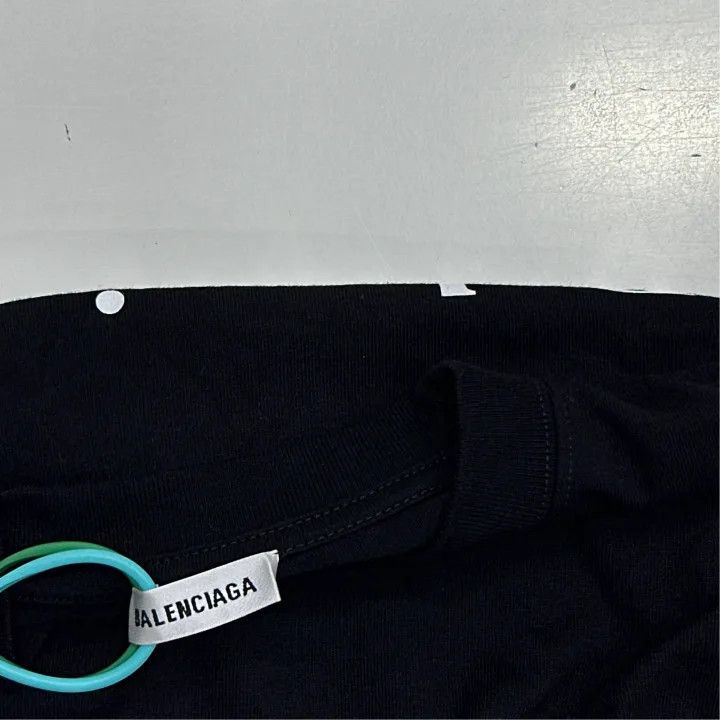 Balenciaga Balenciaga Black Logo Print Short Sleeve T-shirt 0079 Size S / US 4 / IT 40 - 2 Thumbnail