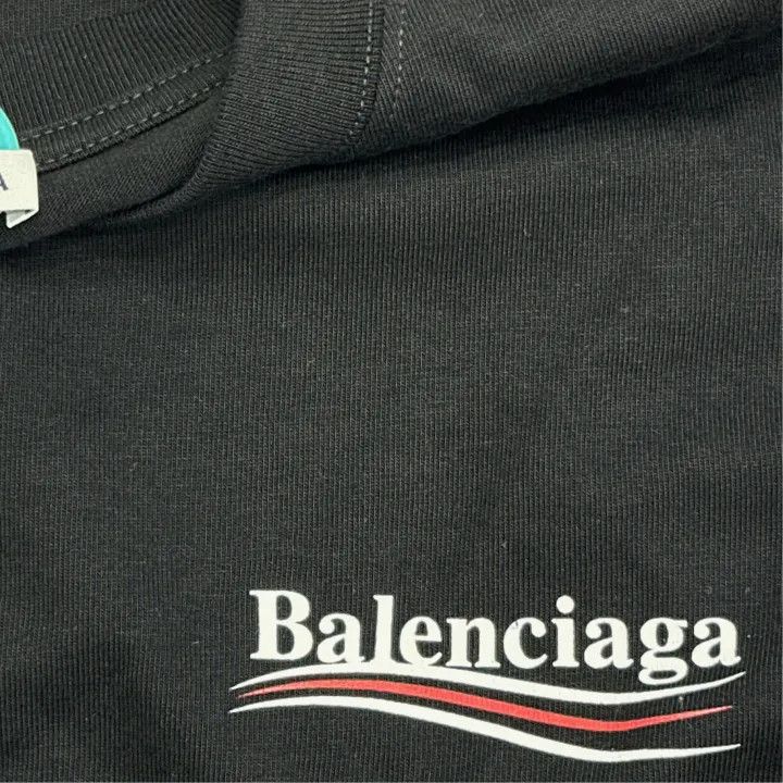 Balenciaga Balenciaga Black Logo Print Short Sleeve T-shirt 0079 Size S / US 4 / IT 40 - 4 Thumbnail