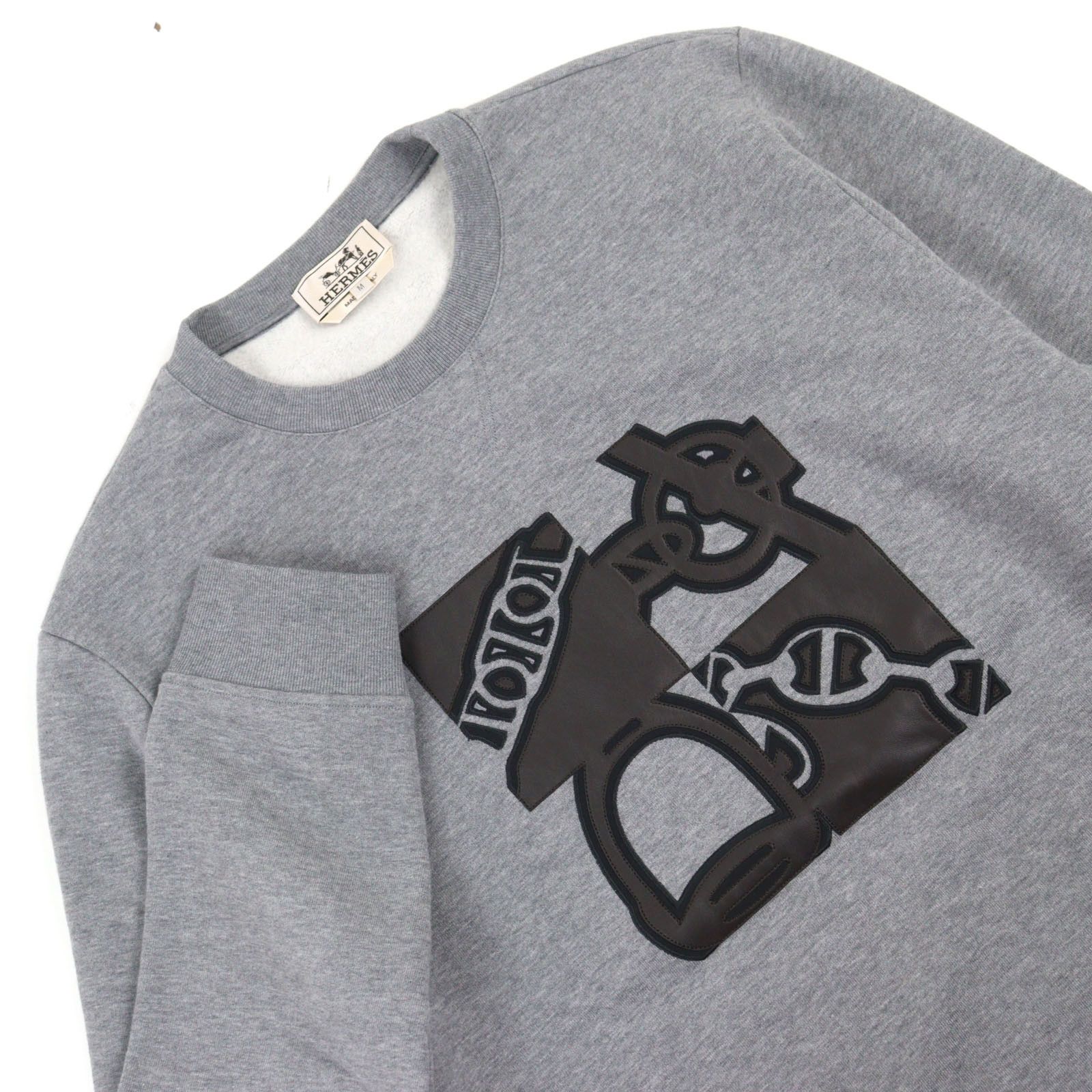 Hermes Hermes Hermes Metallerie au Carre Leather Patch Sweatshirt Leather Sweatshirts & Hoodies DUTY FREE for USA Size ONE SIZE - 2 Thumbnail