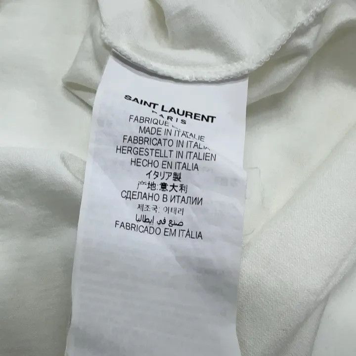 Saint Laurent Paris Saint Laurent White Logo Cotton T-Shirt for Women 0079 Size XL / US 12-14 / IT 48-50 - 4 Thumbnail