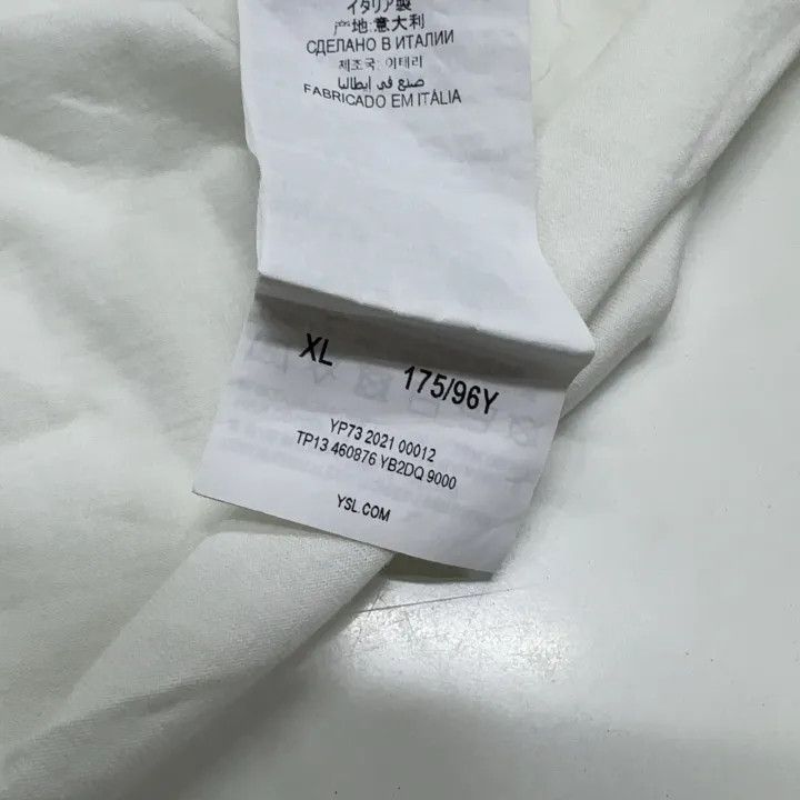 Saint Laurent Paris Saint Laurent White Logo Cotton T-Shirt for Women 0079 Size XL / US 12-14 / IT 48-50 - 5 Thumbnail