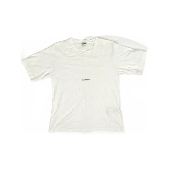 Saint Laurent Paris Saint Laurent White Logo Cotton T-Shirt for Women 0079 Size XL / US 12-14 / IT 48-50 - 2 Thumbnail