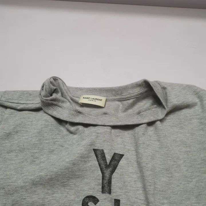 Saint Laurent Paris Saint Laurent Gray Logo Print Short Sleeve T-Shirt 0079 Size XS / US 0-2 / IT 36-38 - 6 Thumbnail