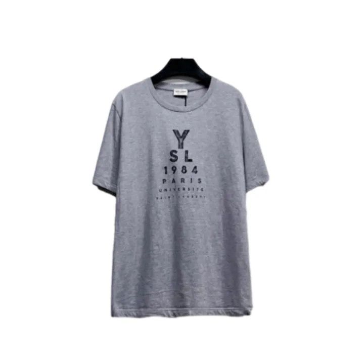 Saint Laurent Paris Saint Laurent Gray Logo Print Short Sleeve T-Shirt 0079 Size XS / US 0-2 / IT 36-38 - 2 Thumbnail