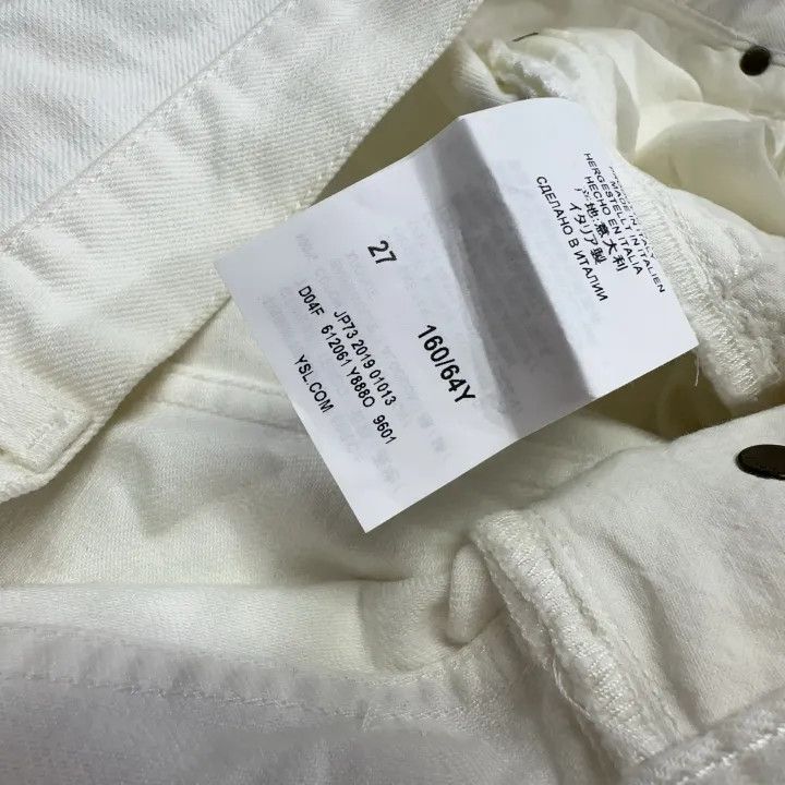 Saint Laurent Paris Saint Laurent White Cotton Straight Jeans for Women 0079 Size 27" / US 4 / IT 40 - 5 Thumbnail