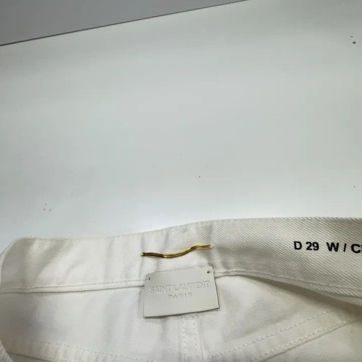 Saint Laurent Paris Saint Laurent White Cotton Straight Jeans for Women 0079 Size 27" / US 4 / IT 40 - 4 Thumbnail