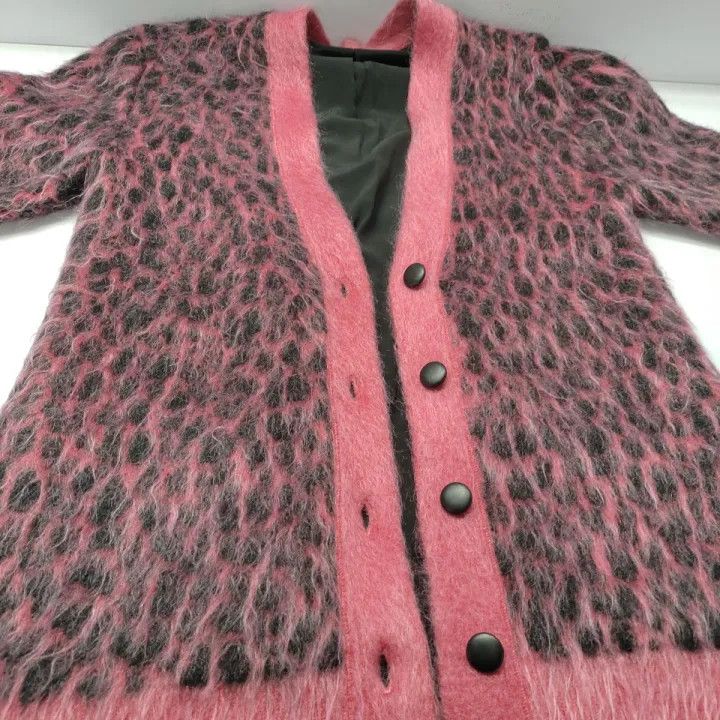 Saint Laurent Paris Saint Laurent Pink Leopard Print Cardigan 0079 Size XS / US 0-2 / IT 36-38 - 7 Thumbnail