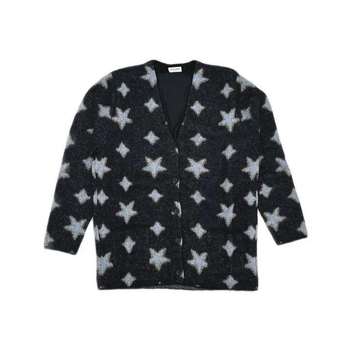 Saint Laurent Paris Saint Laurent Star Print V-Neck Knit Cardigan 0079 Size XS / US 0-2 / IT 36-38 - 2 Thumbnail