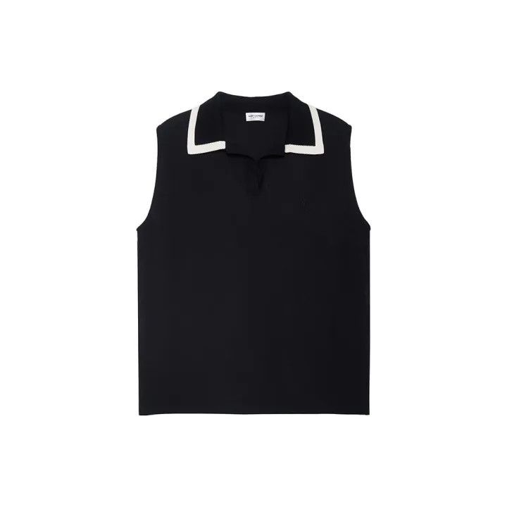 Saint Laurent Paris Saint Laurent Black Sleeveless Polo Shirt 0079 Size XS / US 0-2 / IT 36-38 - 2 Thumbnail