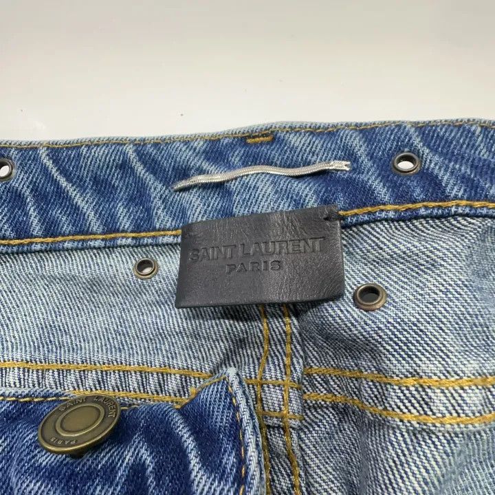 Saint Laurent Paris Saint Laurent Blue Frayed Denim Shorts 0079 Size 31" - 5 Thumbnail
