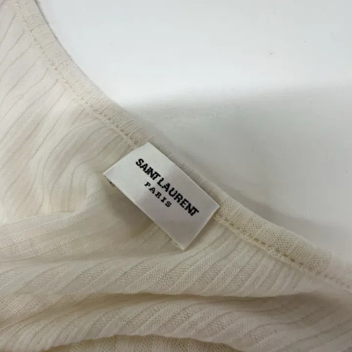Saint Laurent Paris Saint Laurent Beige Logo Embroidered Tank Top 0079 Size M / US 6-8 / IT 42-44 - 6 Thumbnail
