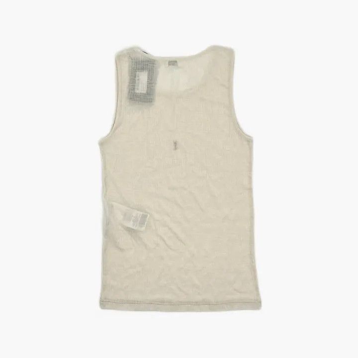 Saint Laurent Paris Saint Laurent Beige Logo Embroidered Tank Top 0079 Size M / US 6-8 / IT 42-44 - 3 Thumbnail