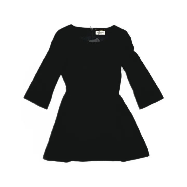 Saint Laurent Paris Saint Laurent Black Flared Long Sleeve Dress 0079 Size S / US 4 / IT 40 - 2 Thumbnail