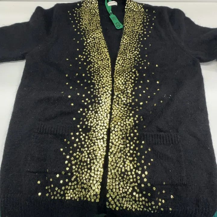 Saint Laurent Paris Saint Laurent Black Sequin V-Neck Sweater 0079 Size S / US 4 / IT 40 - 6 Thumbnail