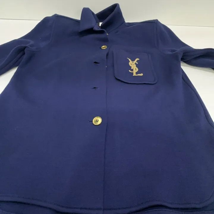 Saint Laurent Paris Saint Laurent Monogram Embroidered Knit Shirt 0079 Size S / US 4 / IT 40 - 9 Thumbnail