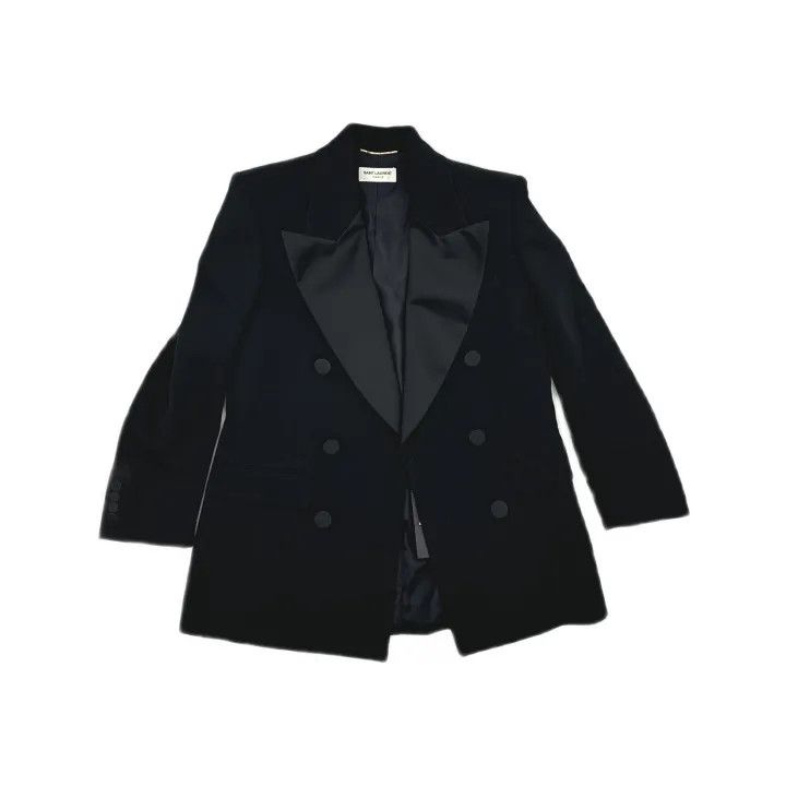 Saint Laurent Paris Saint Laurent Black Double-Breasted Blazer for Women 0079 Size S / US 4 / IT 40 - 2 Thumbnail