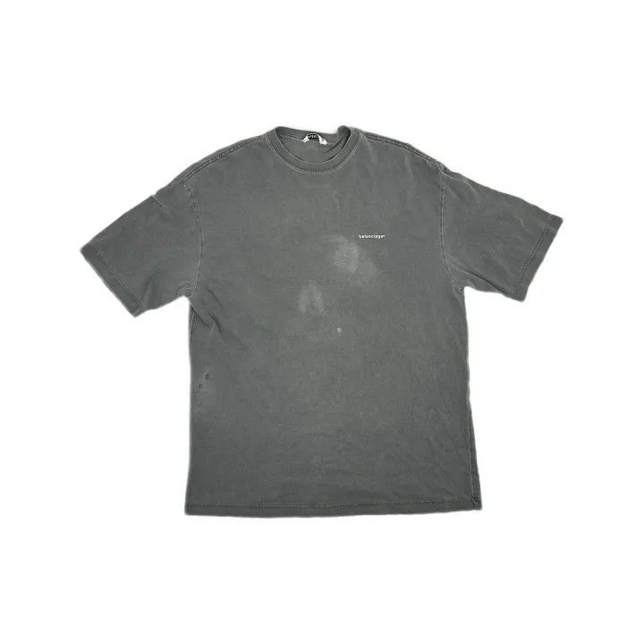 Balenciaga Balenciaga Gray Logo Print Short Sleeve T-Shirt 0079 Size XS / US 0-2 / IT 36-38 - 2 Thumbnail