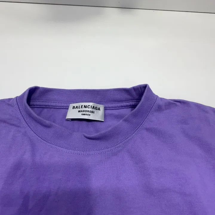 Balenciaga Balenciaga Purple Logo Print Short Sleeve T-Shirt 0079 Size XXS / US 00 / IT 34 - 7 Thumbnail