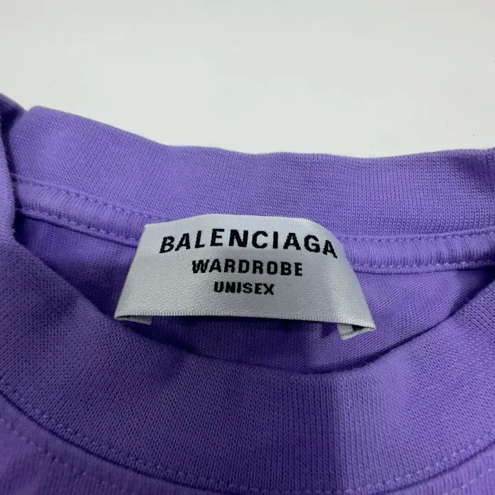 Balenciaga Balenciaga Purple Logo Print Short Sleeve T-Shirt 0079 Size XXS / US 00 / IT 34 - 4 Thumbnail